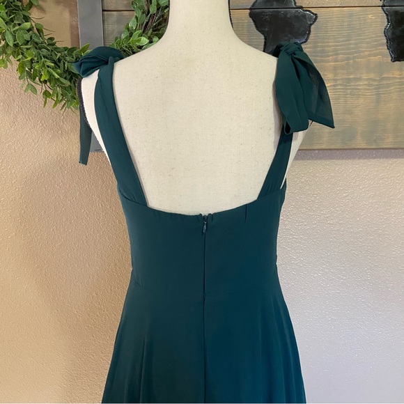 NWOT Lulus Sophisticated Charisma Dark Teal Tie-Strap A-Line Midi Dress - Picture 6 of 13